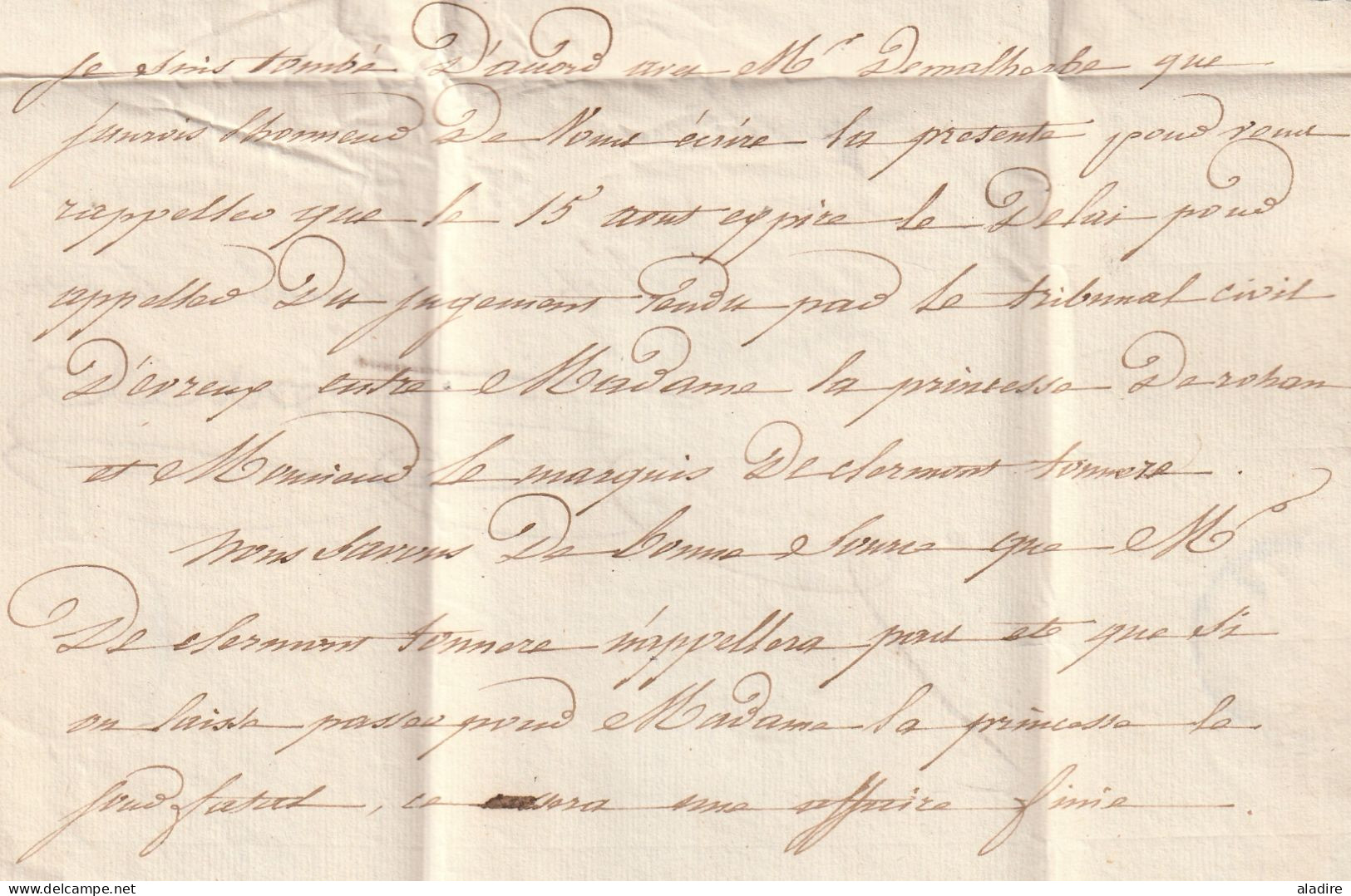 1826 - Marque postale 74 ROUEN sur lettre pliée de 2 pages vers PARIS - taxe 4 - dateur en arrivée