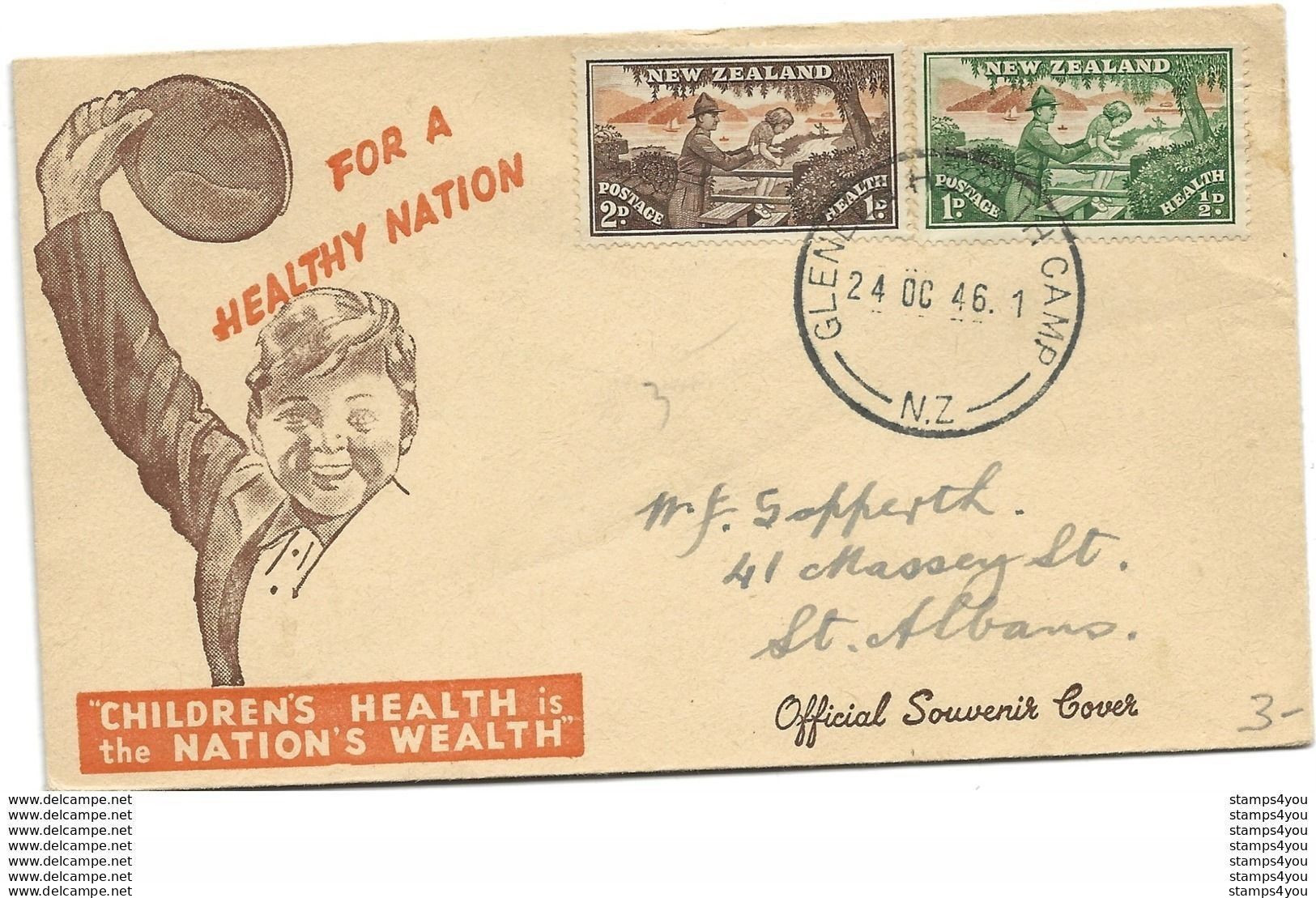 212 - 5 - Enveloppe Avec Timbres "For A Healthy Nation 1946" - Briefe U. Dokumente