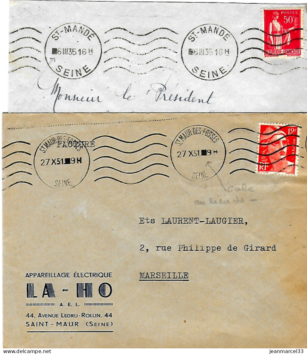 Curiosité Sur Lettre, 2 Empreintes Krag,lignes Ondulées, Dans La Date Le Chiffre Seul Est Précédé D'un - Ici Carré Noire - Lettres & Documents