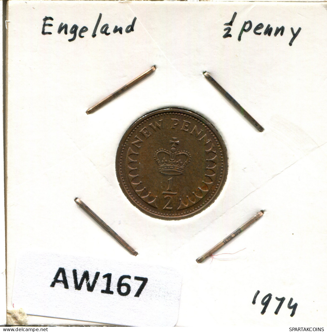 HALF PENNY 1974 UK GBAN BRETAÑA GREAT BRITAIN Moneda #AW167.E - 1/2 Penny & 1/2 New Penny