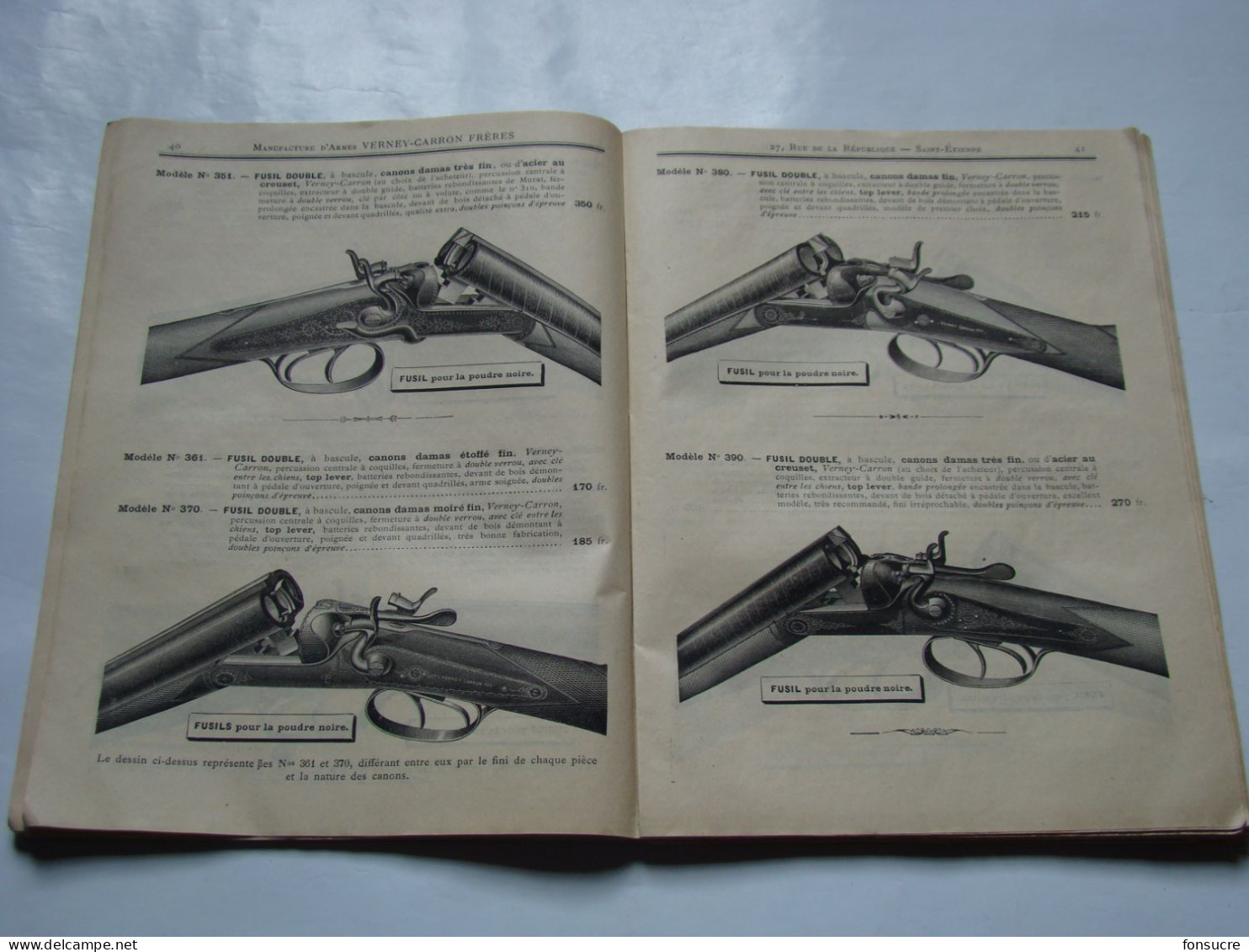 CHr Catalogue VERNEY CARRON Manufacture D'Armes St Etienne 42 Loire 1896 Fusil Carabine Revolver Chasse Cartouche Balle - Material Und Zubehör