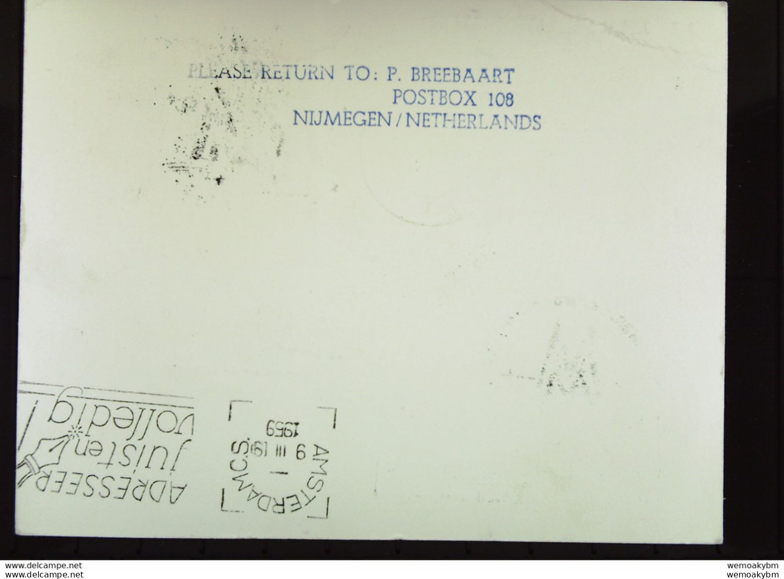 DDR: Kt Mit SoSt Zum Leipziger Messeflug Vom 5.3.59 Nach Amsterdam Mit Ankunftsstp. Schiphol Vom 9.3.59 Ua. Stpl. Auf Rs - Poste Aérienne