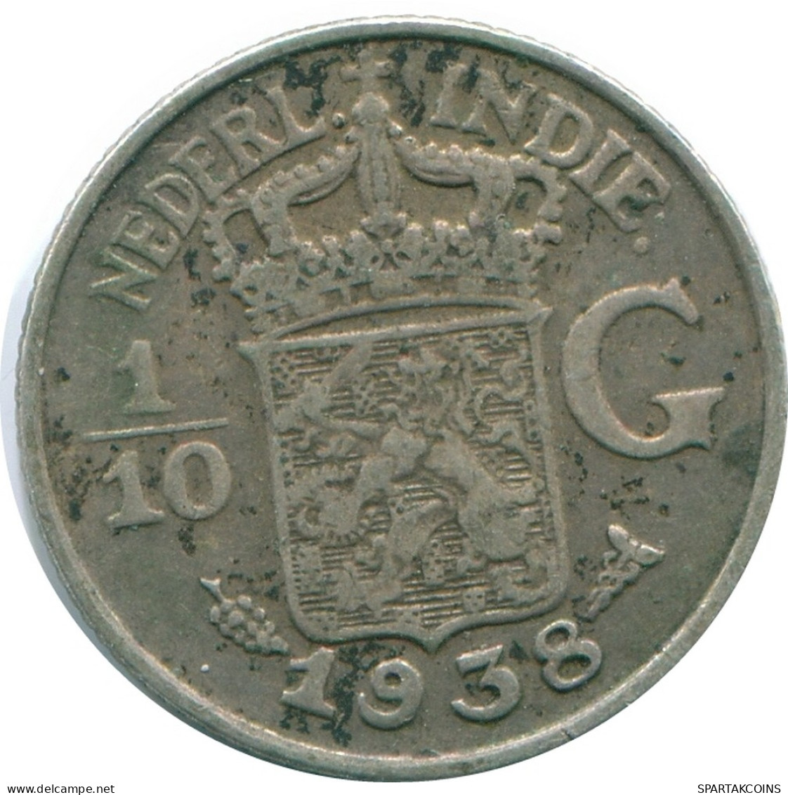 1/10 GULDEN 1938 INDES ORIENTALES NÉERLANDAISES ARGENT Colonial Pièce #NL13521.3.F - Indes Néerlandaises