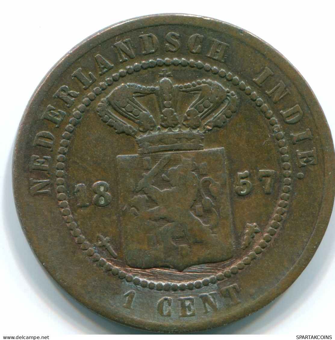 1 CENT 1857 INDES ORIENTALES NÉERLANDAISES INDONÉSIE Copper Colonial Pièce #S10040.F - Indes Néerlandaises