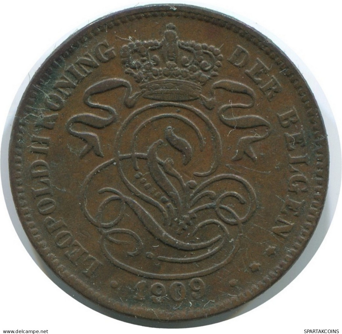 2 CENTIMES 1909 DUTCH Text BELGIUM Coin I #AE748.16.U - 2 Cents