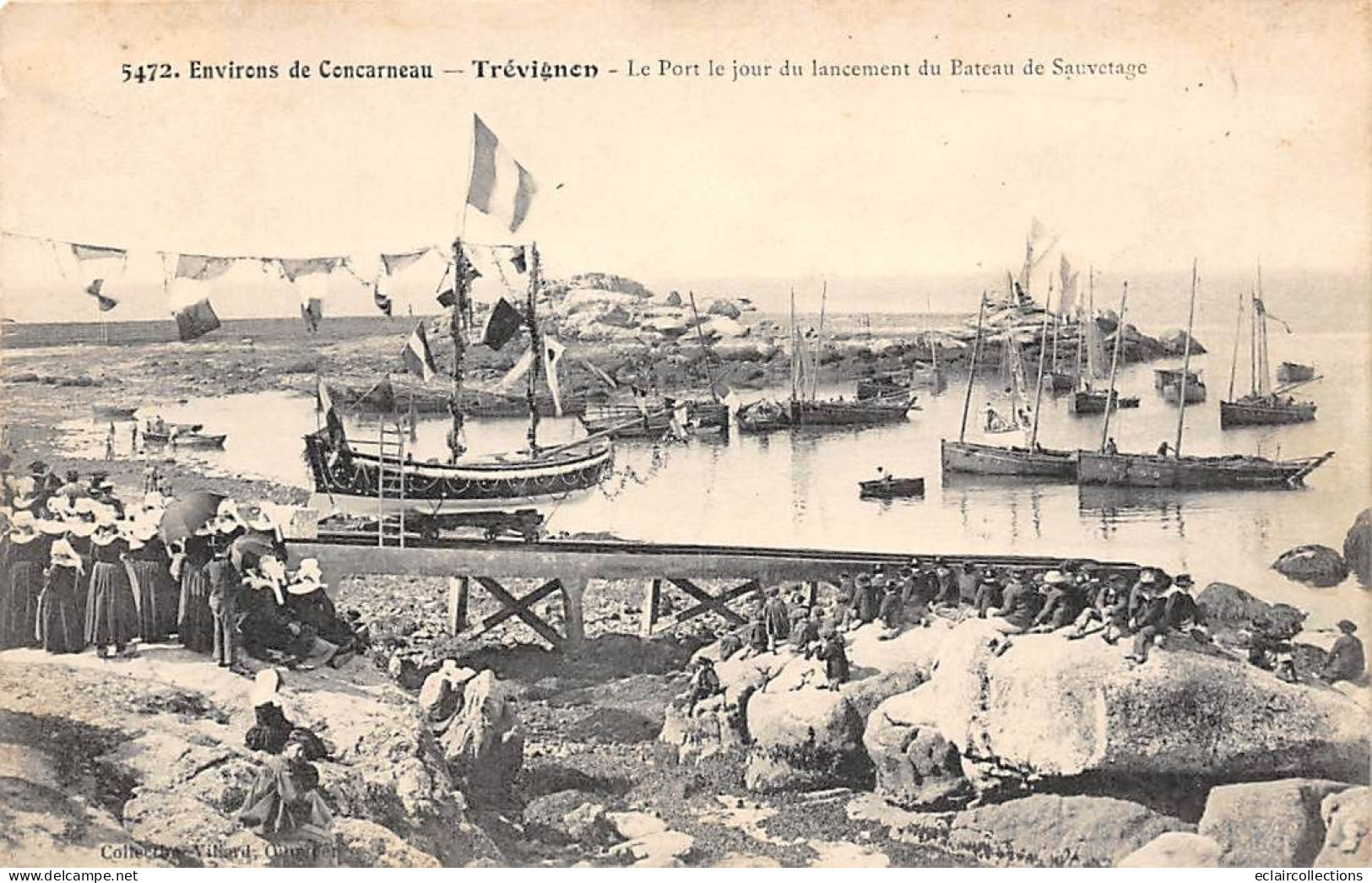 Trégunc          29        Port De Trévignon. Jour De Lancement Du Bateau De Sauvetage          (voir Scan) - Trégunc