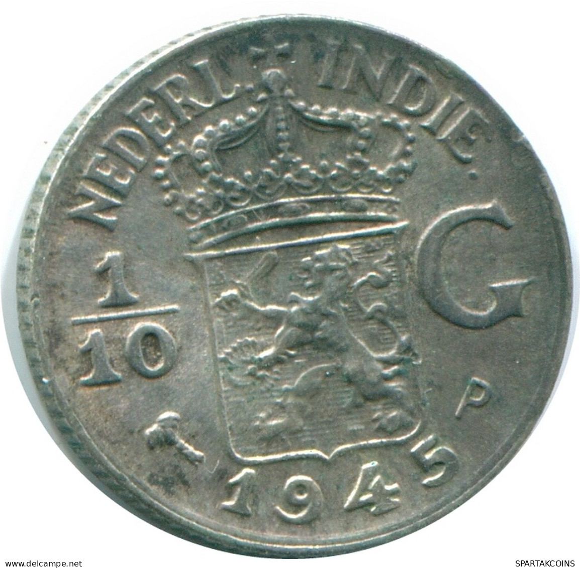 1/10 GULDEN 1945 P NIEDERLANDE OSTINDIEN SILBER Koloniale Münze #NL14064.3.D - Indes Néerlandaises