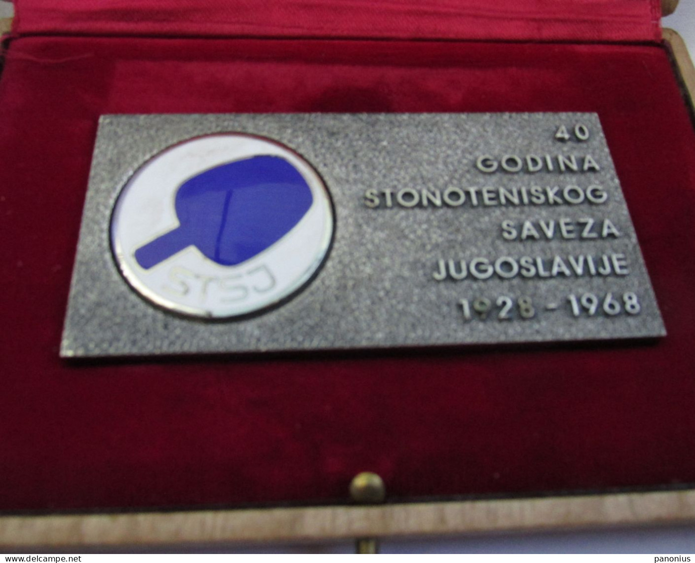 Table Tennis Tischtennis Ping Pong - STSJ Yugoslavia Federation Association, Enamel Plaque / Plakette With Box, Bertoni - Tennis De Table