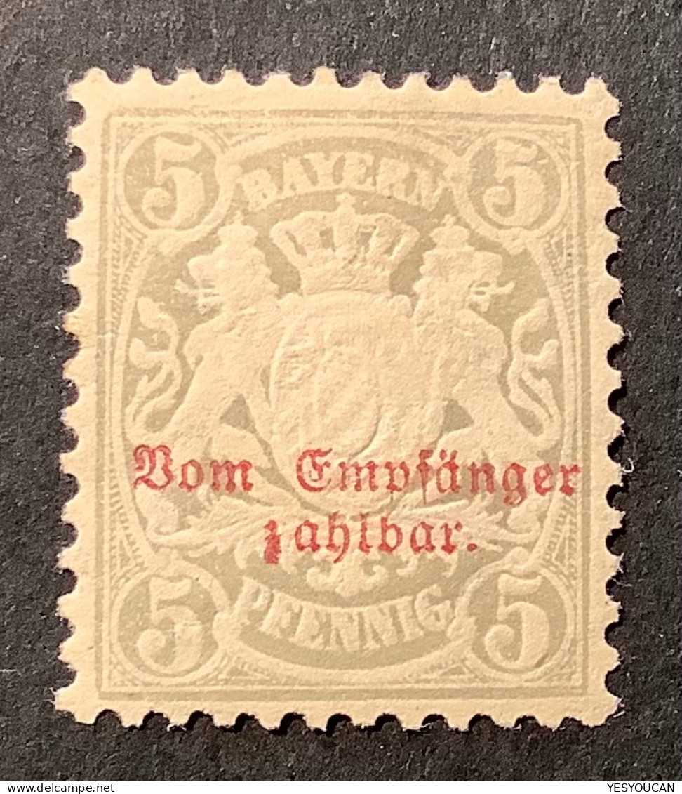 Bayern Portomarken Mi 8 PLATTENFEHLER  1882-1885 Wz 3, 5Pf * BESCHÄDIGTIGTES Z  (Bavaria Postage Due Timbre Taxe VF - Ungebraucht