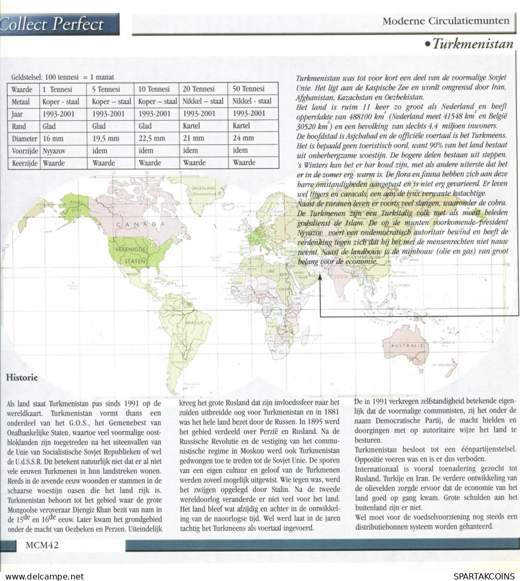 TURKMENISTAN 1993-2001 Pièce SET 1. 5. 10. 20. 50 TENNE UNC #SET1186.5.F - Turkmenistan