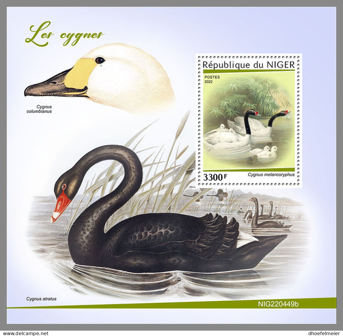 NIGER 2022 MNH Swans Schwäne Cygnes S/S - IMPERFORATED - DHQ2315 - Zwanen