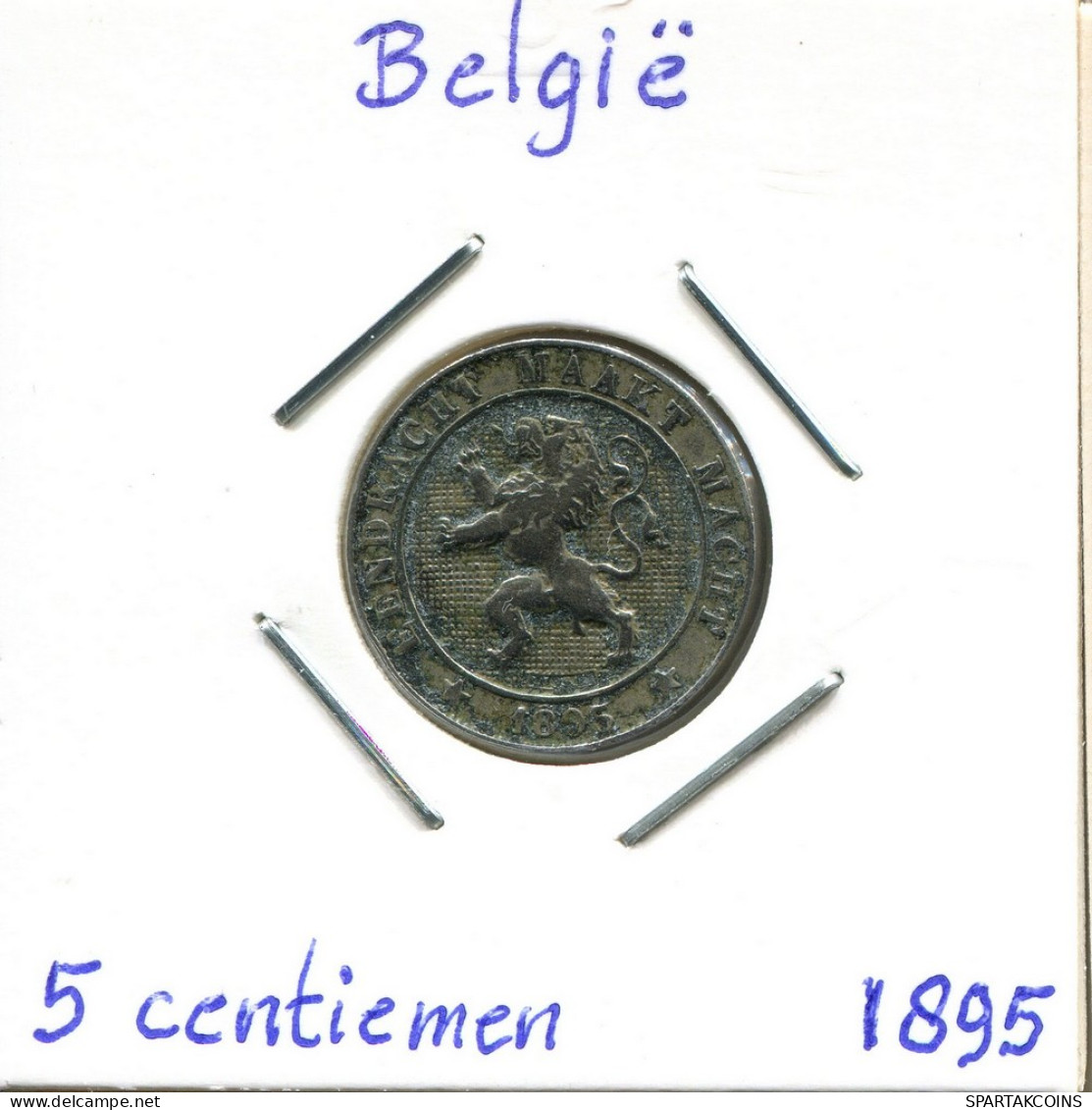 5 CENTIMES 1895 DUTCH Text BELGIEN BELGIUM Münze #BA236.D - 5 Cents