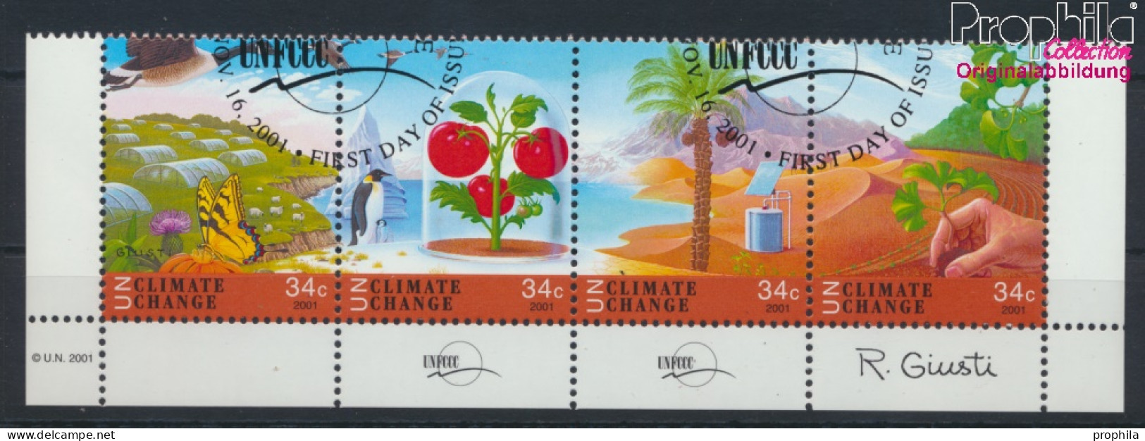 UNO - New York 884-887 Viererstreifen (kompl.Ausg.) Gestempelt 2001 Klimaänderung (10064325 - Used Stamps