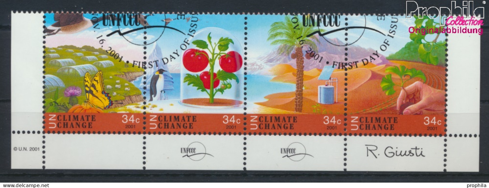 UNO - New York 884-887 Viererstreifen (kompl.Ausg.) Gestempelt 2001 Klimaänderung (10064331 - Used Stamps