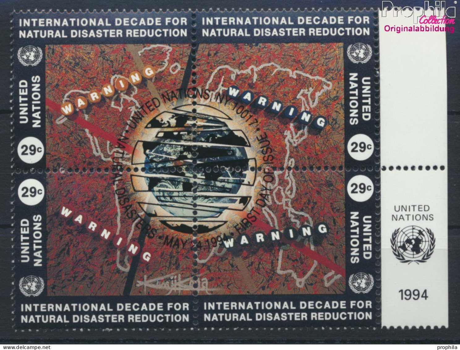 UNO - New York 671-674 Viererblock (kompl.Ausg.) Gestempelt 1994 Naturkatastrophen-Prophylaxe (10036765 - Gebraucht