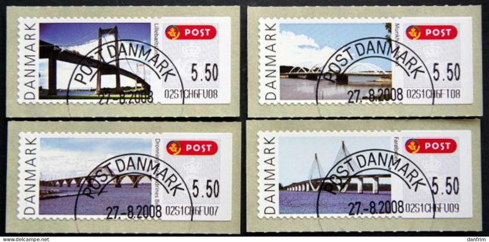 Denmark 2008 MiNr.42-45 (O) ( Lot L110 ) ATM Franking Labels - Automatenmarken [ATM]