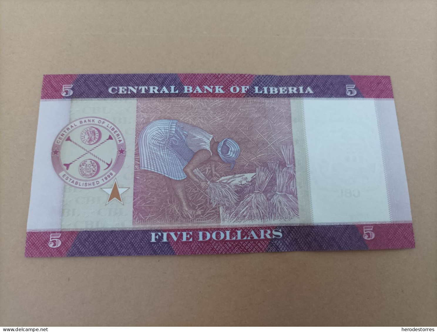 Billete De Liberia De 5 Dólares, Año 2016, Serie AA, UNC - Liberia