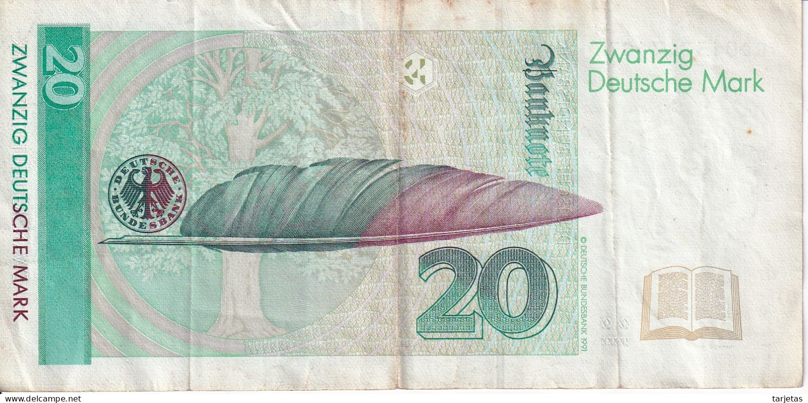 BILLETE DE ALEMANIA DE 20 MARK DEL AÑO 1993  (BANKNOTE) - 20 Deutsche Mark