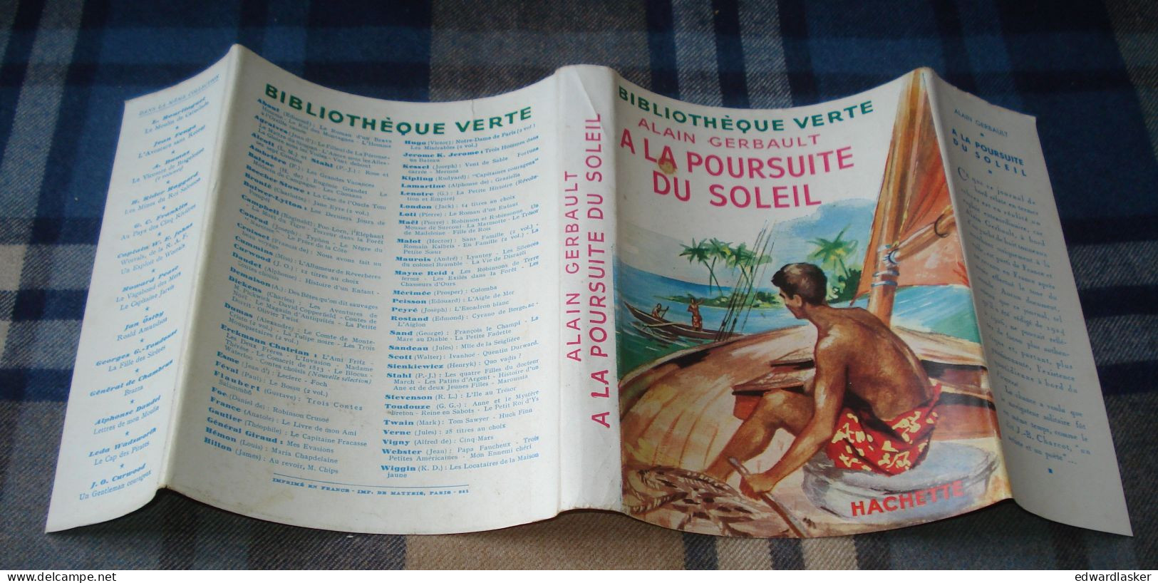 BIBLIOTHEQUE VERTE : A la poursuite du soleil /Alain Gerbault - jaquette 1953 - Paul Durand [3]