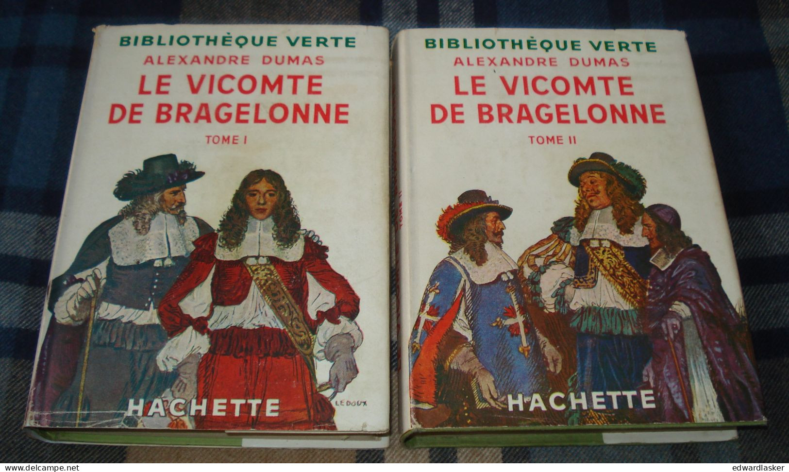 BIBLIOTHEQUE VERTE : Le VICOMTE De BRAGELONNE (tome 1 & 2) /A. Dumas - Jaquette 1952 - Philippe Ledoux - Bibliotheque Verte