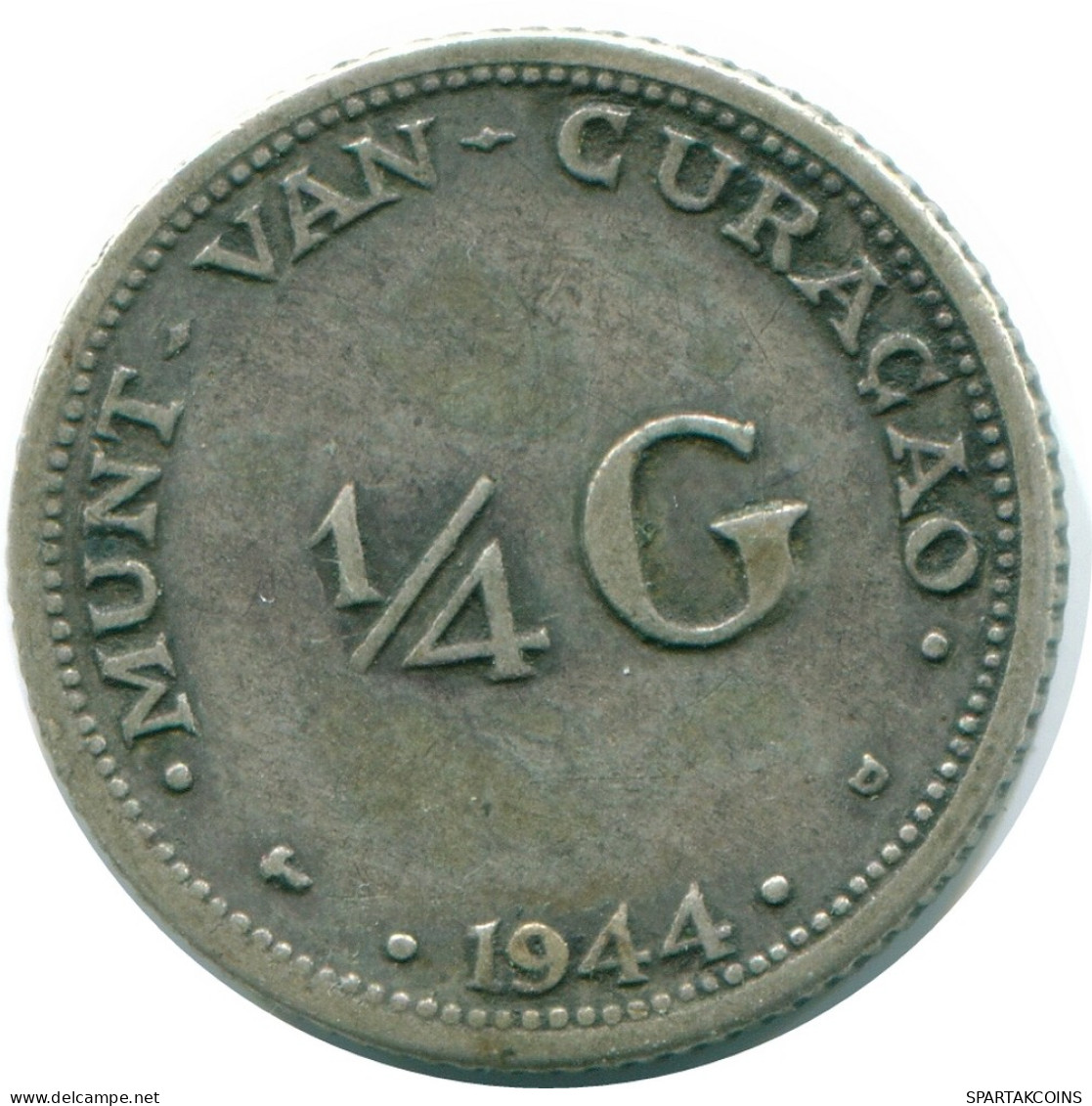 1/4 GULDEN 1944 CURACAO NÉERLANDAIS NETHERLANDS ARGENT Colonial Pièce #NL10607.4.F - Curaçao