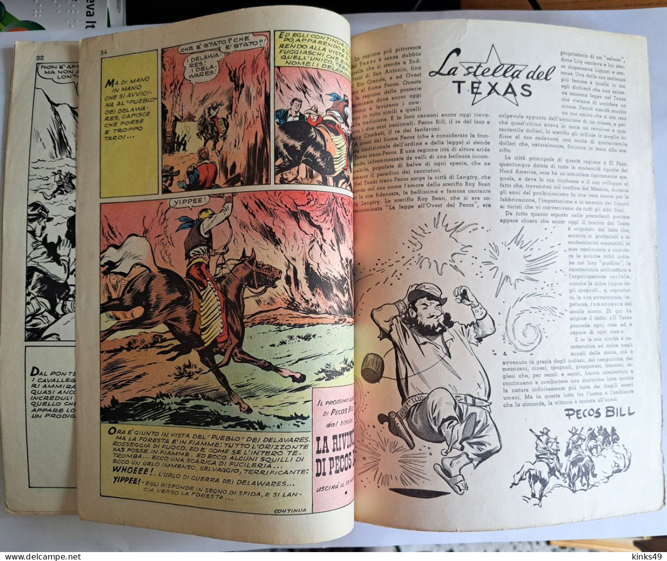 B225> PECOS BILL Albo D'Oro Mondadori N° 209 - XI° Episodio < Texas In Fiamme > 13 MAGGIO. 1950 - Eerste Uitgaves