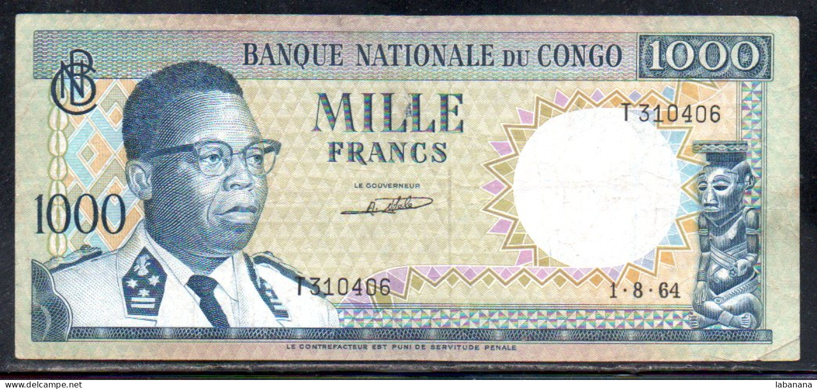 659-Congo 1000fr 1964 T310 - Democratische Republiek Congo & Zaire