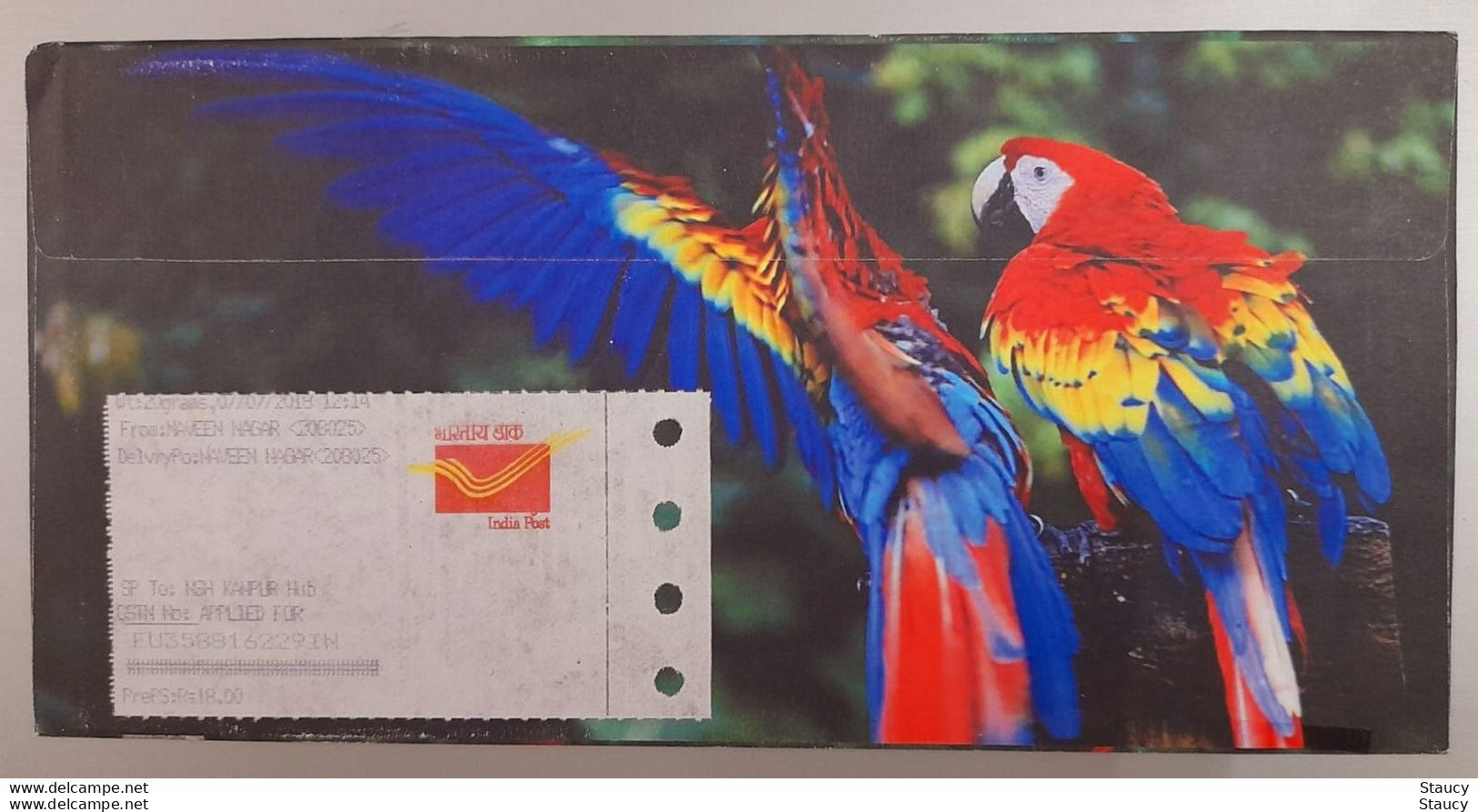 India 2018 Registered Speed Post Cover On Exotic Birds Issue Stamps / Parrots On Stamp Postally / Commercially Used - Coucous, Touracos