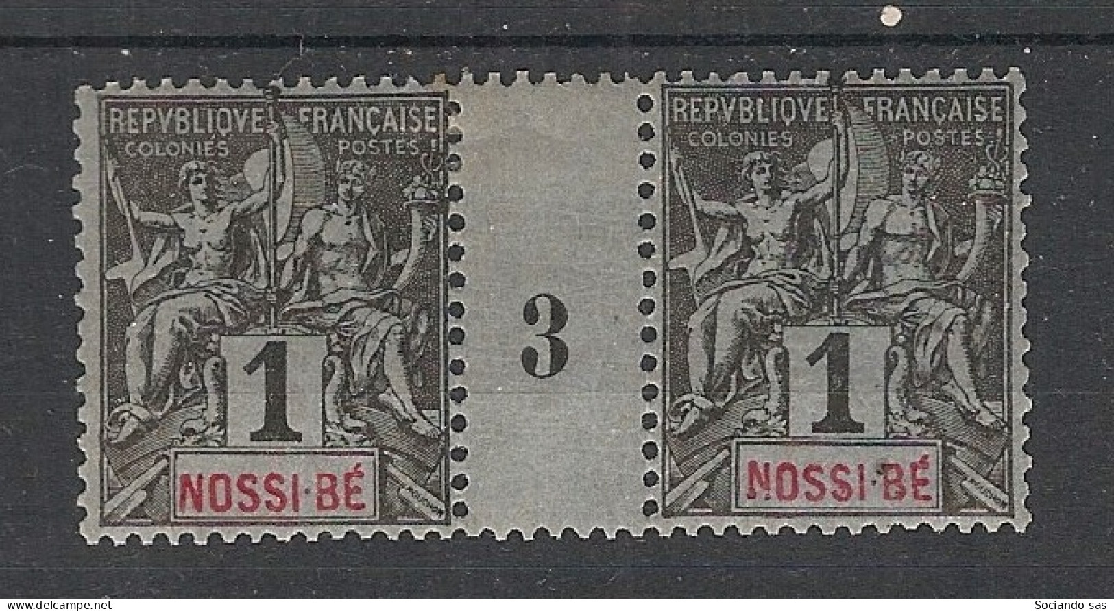 NOSSI BE - 1894 - N°Yv. 27 - Type Groupe 1c Noir - Paire Millésimée 3 - Neuf * / MHVF - Neufs