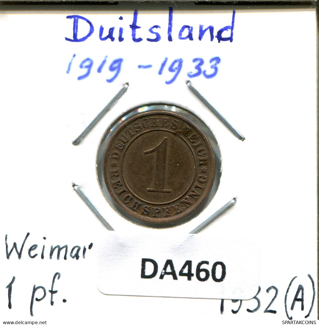 1 RENTENPFENNIG 1932 A ALLEMAGNE Pièce GERMANY #DA460.2.F - 1 Renten- & 1 Reichspfennig