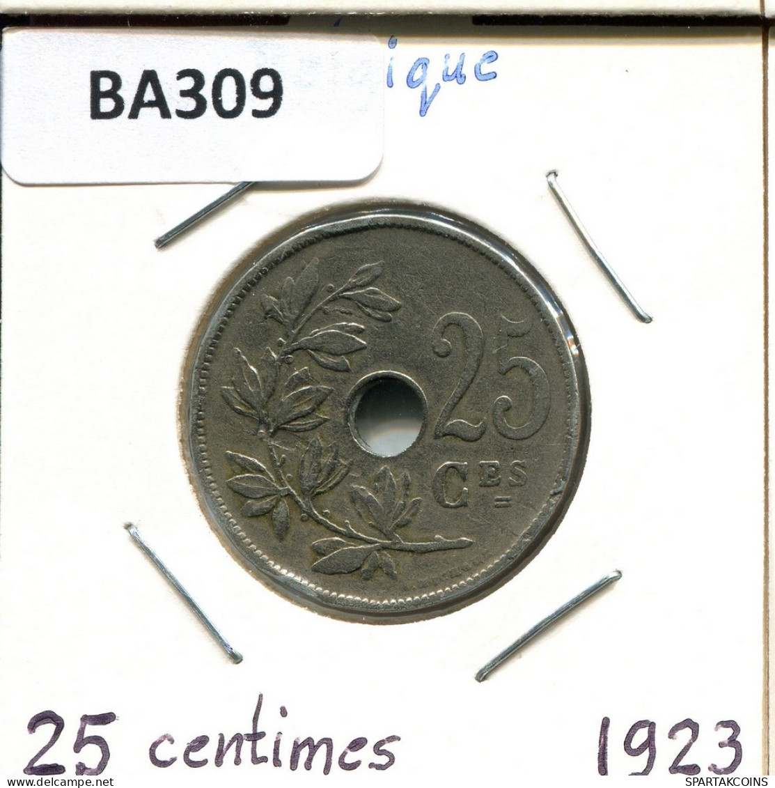 25 CENTIMES 1923 BELGIQUE BELGIUM Pièce #BA309.F - 25 Centimes