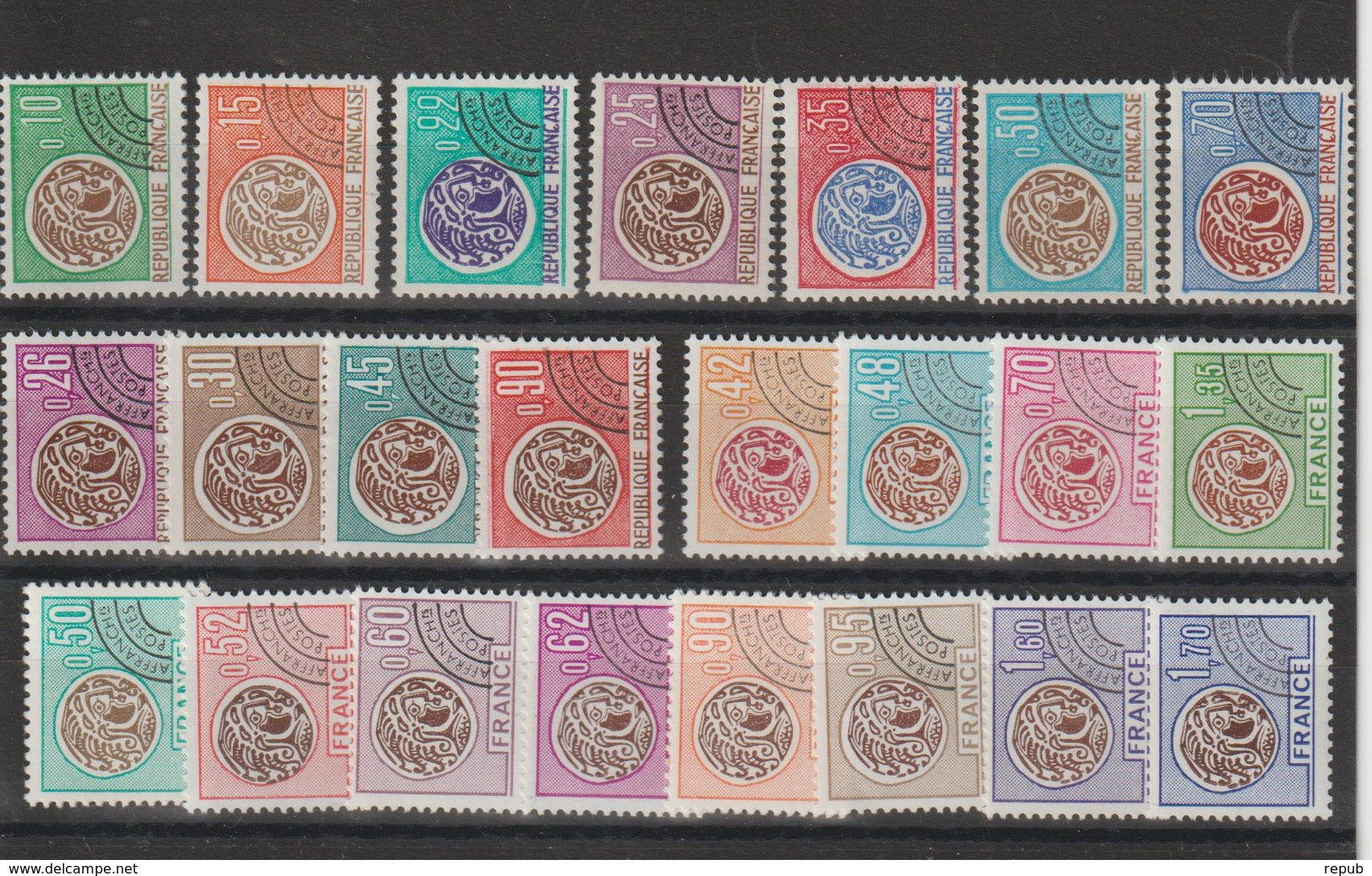 France Préoblitérés 1964-76 Monnaies Gauloises 123 à 145 23 Val ** MNH - 1964-1988