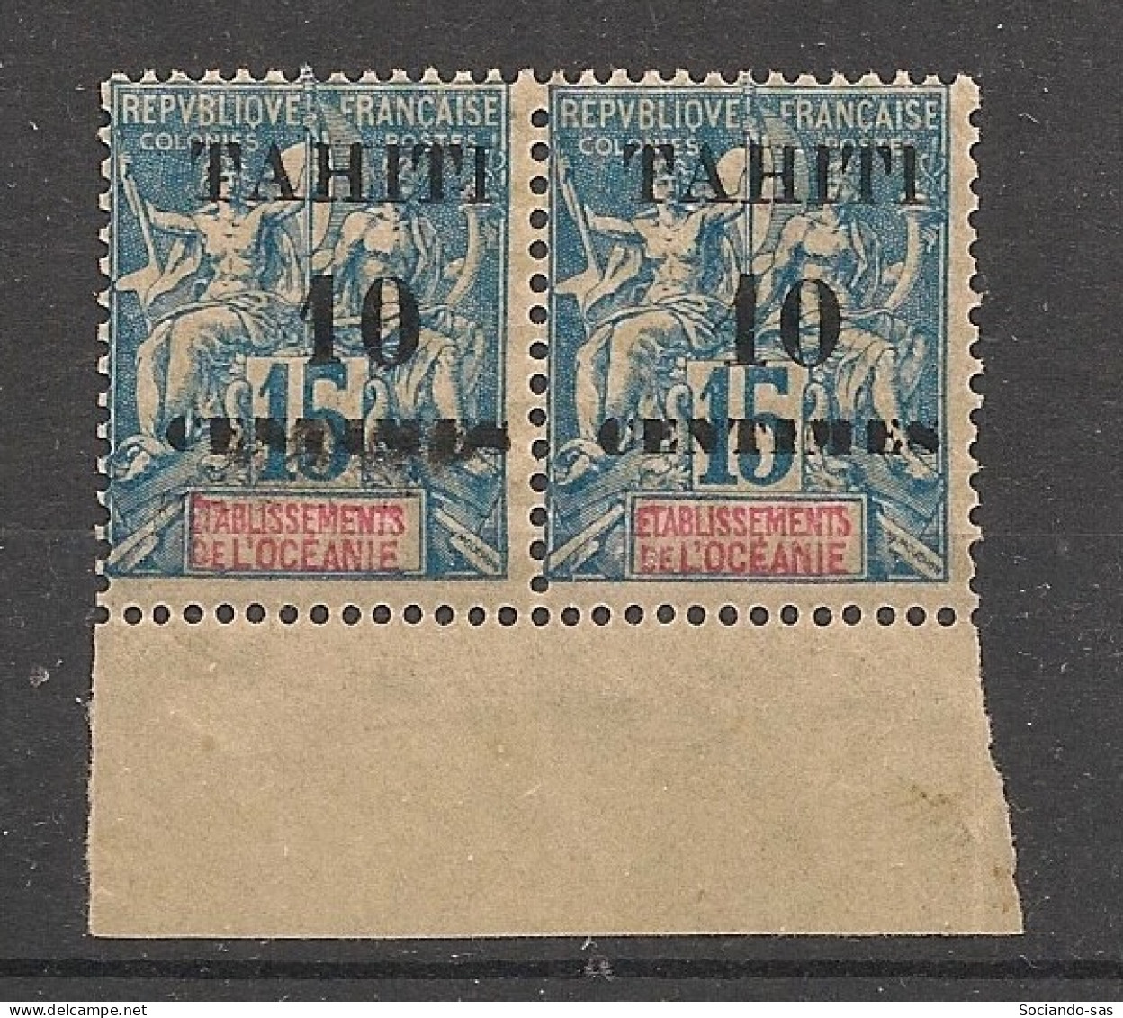 TAHITI - 1903 - N°Yv. 33Ad - Type Groupe 10c Sur 15c Bleu - Type I Et Type II Se Tenant - Neuf Luxe ** / MNH - Neufs