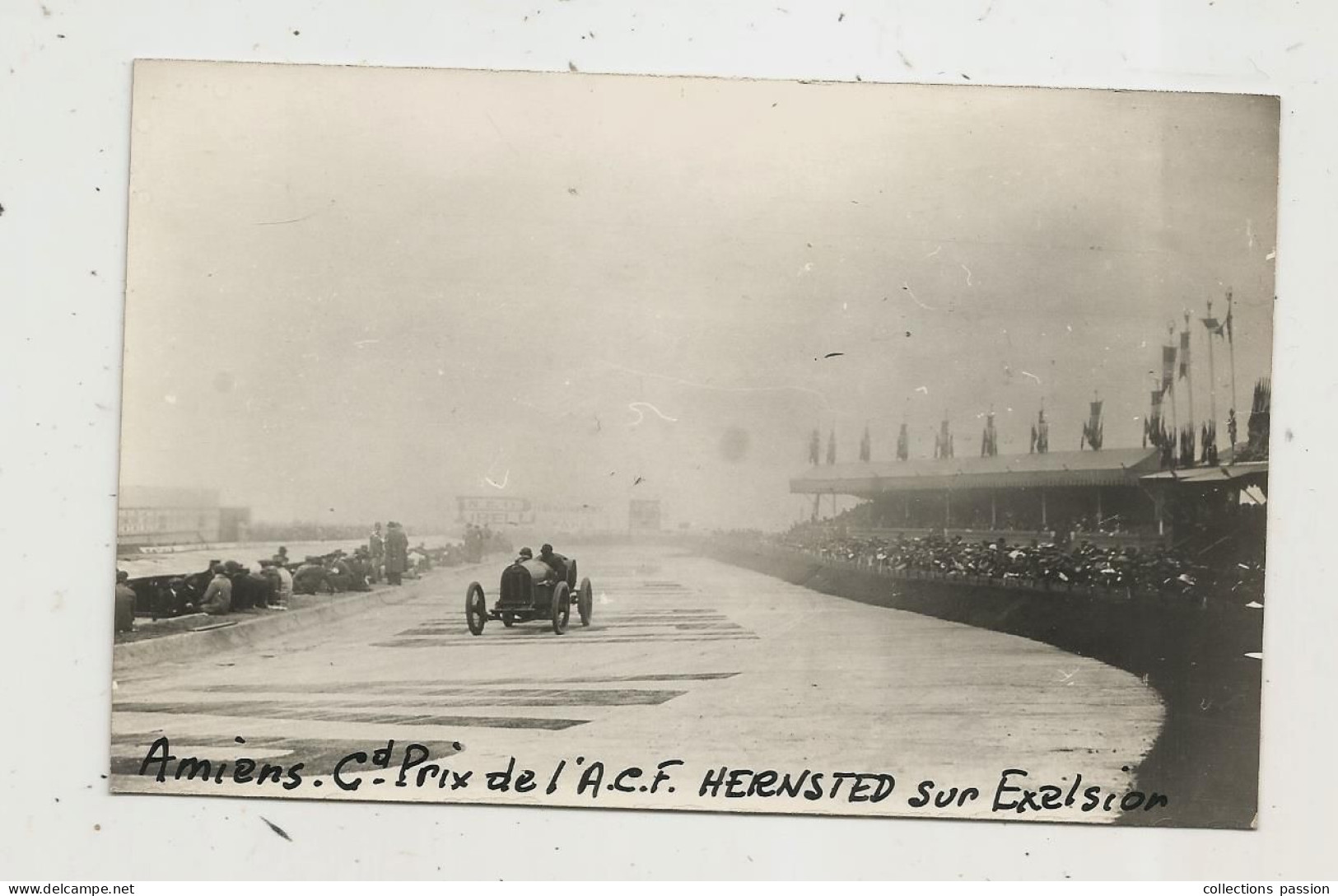 Cp, Carte Photo ,  Automobile, AMIENS,  Grand Prix De L'A.C.F. ,pilote HERNSTED Sur EXELSIOR,  Vierge, Sport Automobile - Sonstige & Ohne Zuordnung