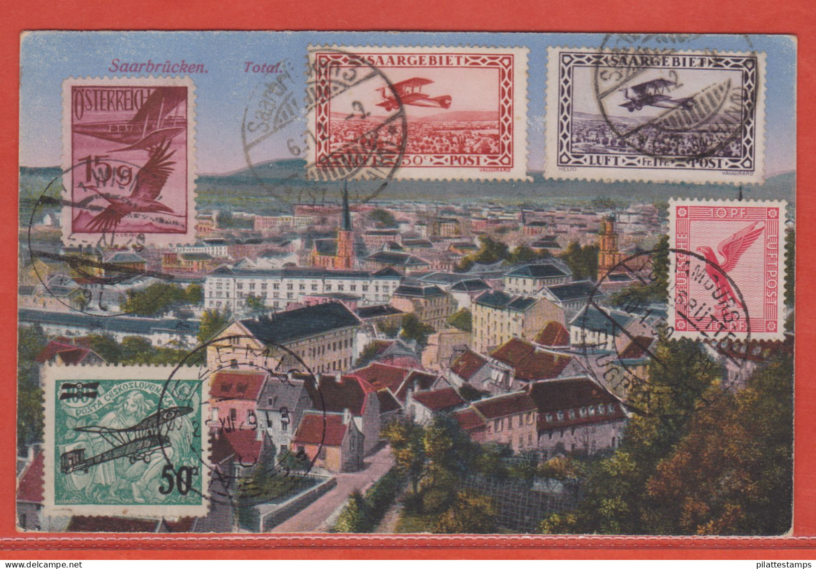 SARRE CARTE RALLYE AERIEN DE 1929 VIA VIENNE ET SEMEZICE POUR HAMBOURG - Airmail