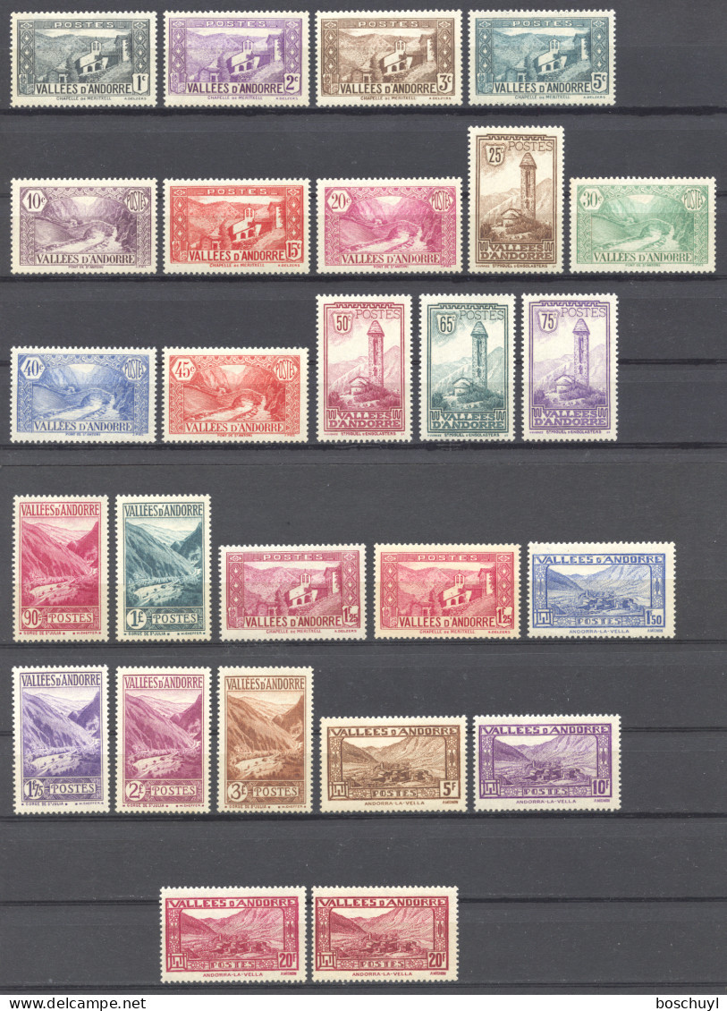 Andorra, French, 1932-1939, Definitives, Landscapes, Scenery, MLH, Michel 24-47ab - Neufs