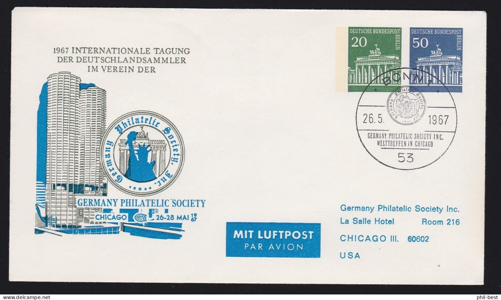 Berlin GA PU 41, 43 1967 TAGUNG ER . DEUTSCHLANDSAMMLER, Sonderstempel #H233 - Private Covers - Used