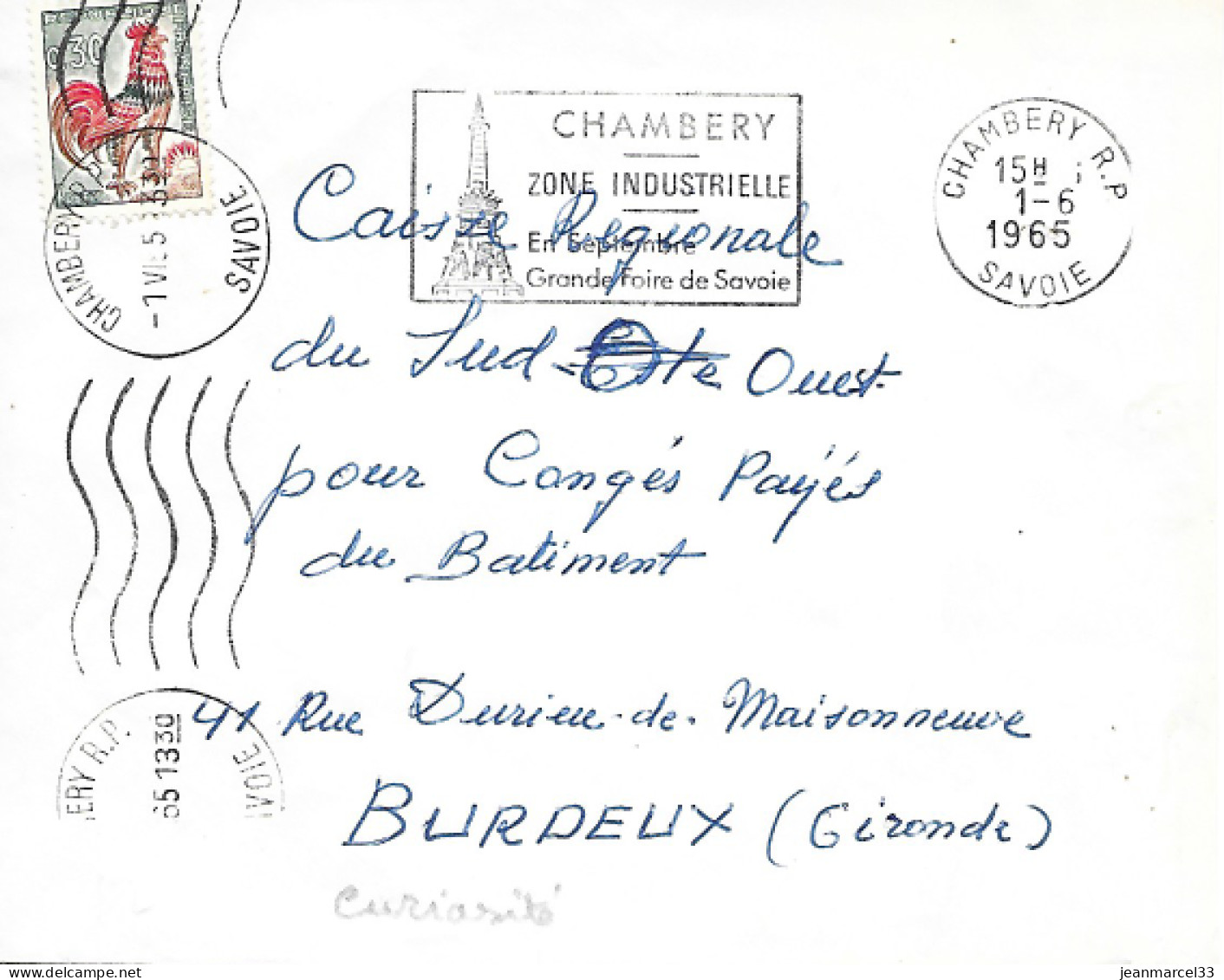 Curiosité Sur Lettre Chambery RP 1-6 1965 Deux Empreintes Différentes SECAP Et KRAG Sur La Même Enveloppe - Covers & Documents