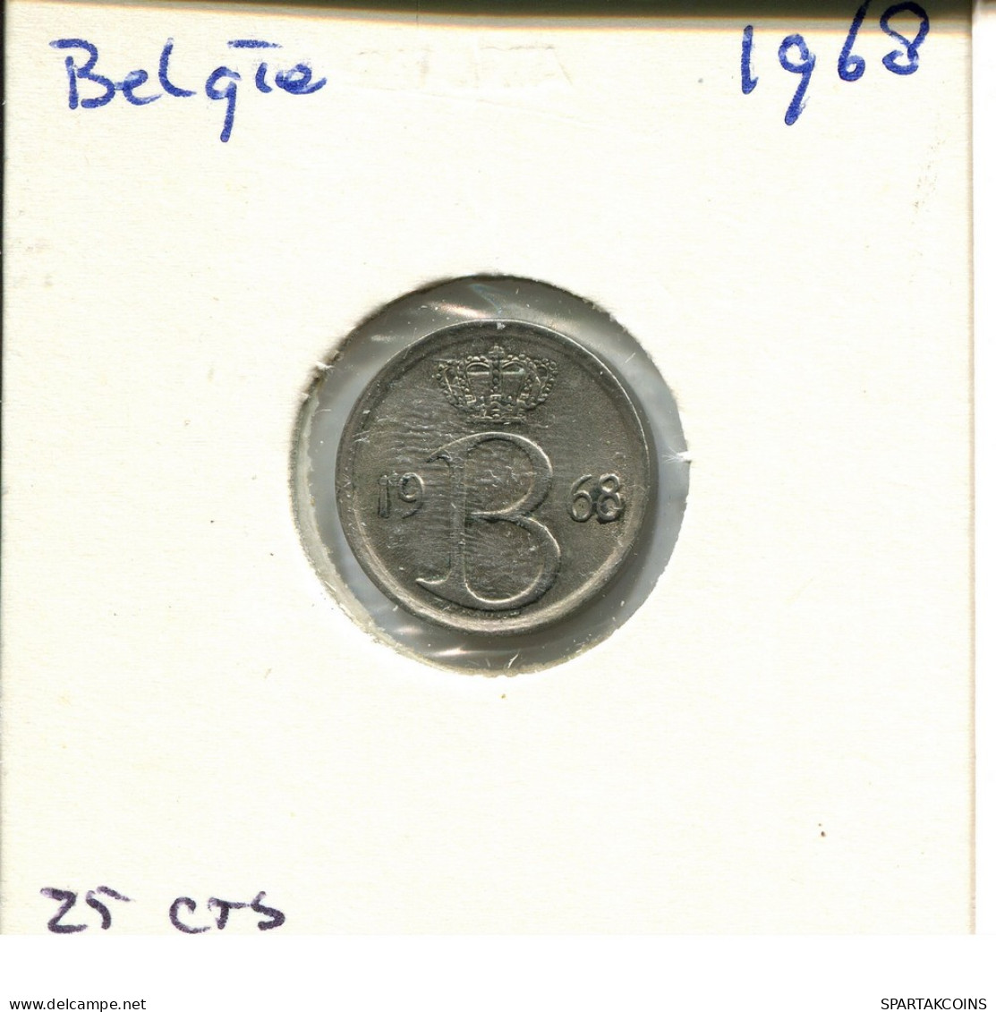 25 CENTIMES 1968 DUTCH Text BELGIEN BELGIUM Münze #AU606.D - 25 Cent