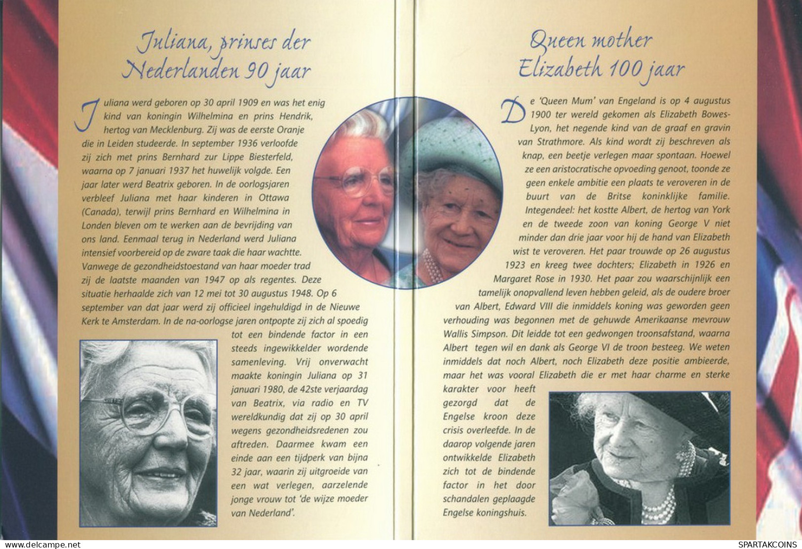 UK 2000 5 POUND QUEEN MOTHER AND PRINSES JULIANA CENTENARY #SET1069.7.F - Mint Sets & Proof Sets