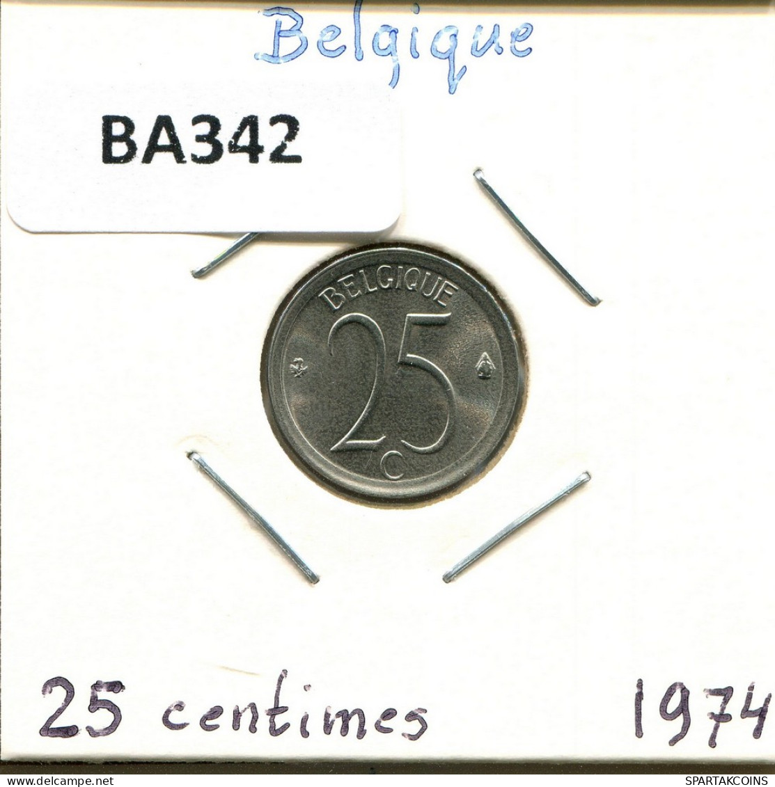 25 CENTIMES 1974 FRENCH Text BELGIUM Coin #BA342.U - 25 Cent