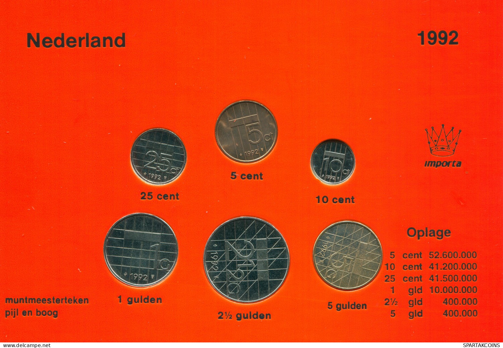 NETHERLANDS 1992 MINT SET 6 Coin #SET1029.7.U - Nieuwe Sets & Testkits