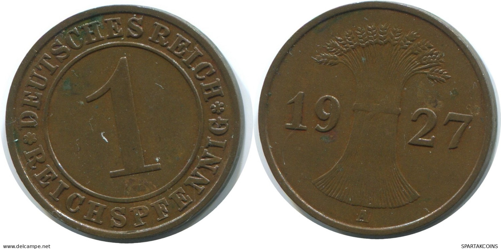 1 REICHSPFENNIG 1927 A DEUTSCHLAND Münze GERMANY #AE198.D - 1 Renten- & 1 Reichspfennig