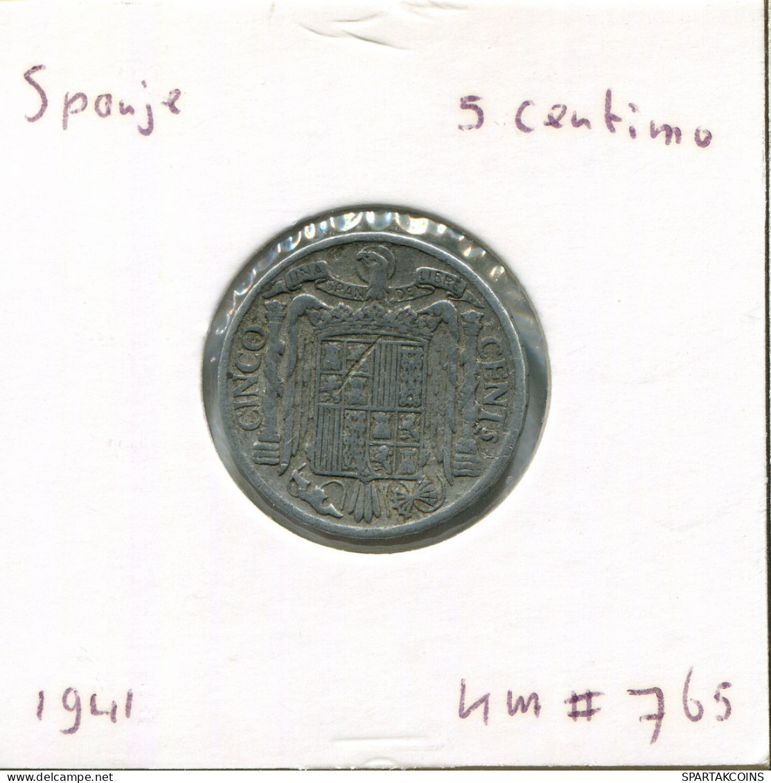 5 CENTIMOS 1941 SPANIEN SPAIN Münze #AR821.D - 5 Céntimos