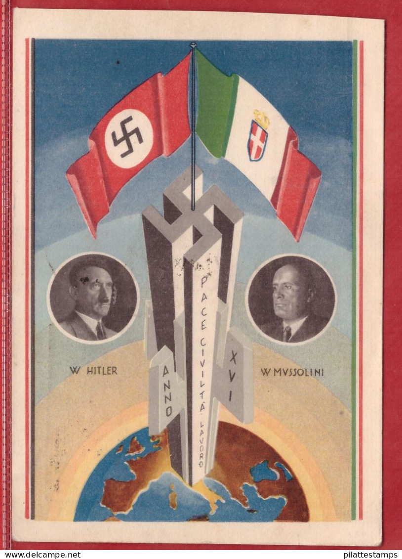 ITALIE CARTE PREMIER JOUR DE LA VISITE DU CHANCELIER ALLEMAND DE 1938 DE ROME ET NAPLES - Marcophilie (Zeppelin)