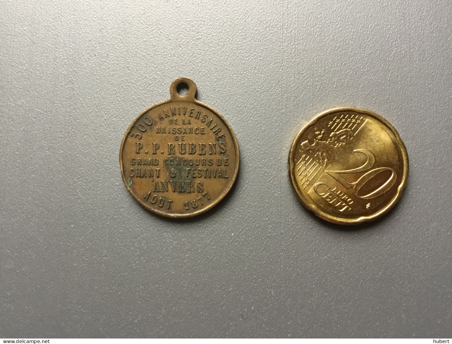 Médaille 1877 Grand Concours De Chant Et Festival D’Anvers Pour Les 300 Ans De La Naissance De Rubens - Unternehmen