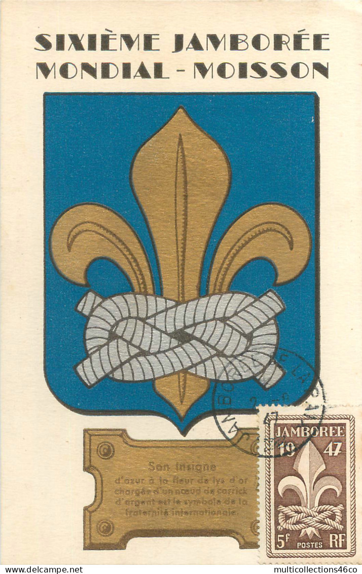 160423 - CPSM SCOUT TIMBRE - SIXIEME JAMBOREE MONDIAL MOISSON 1947 5 F édition HEBE - Used Stamps