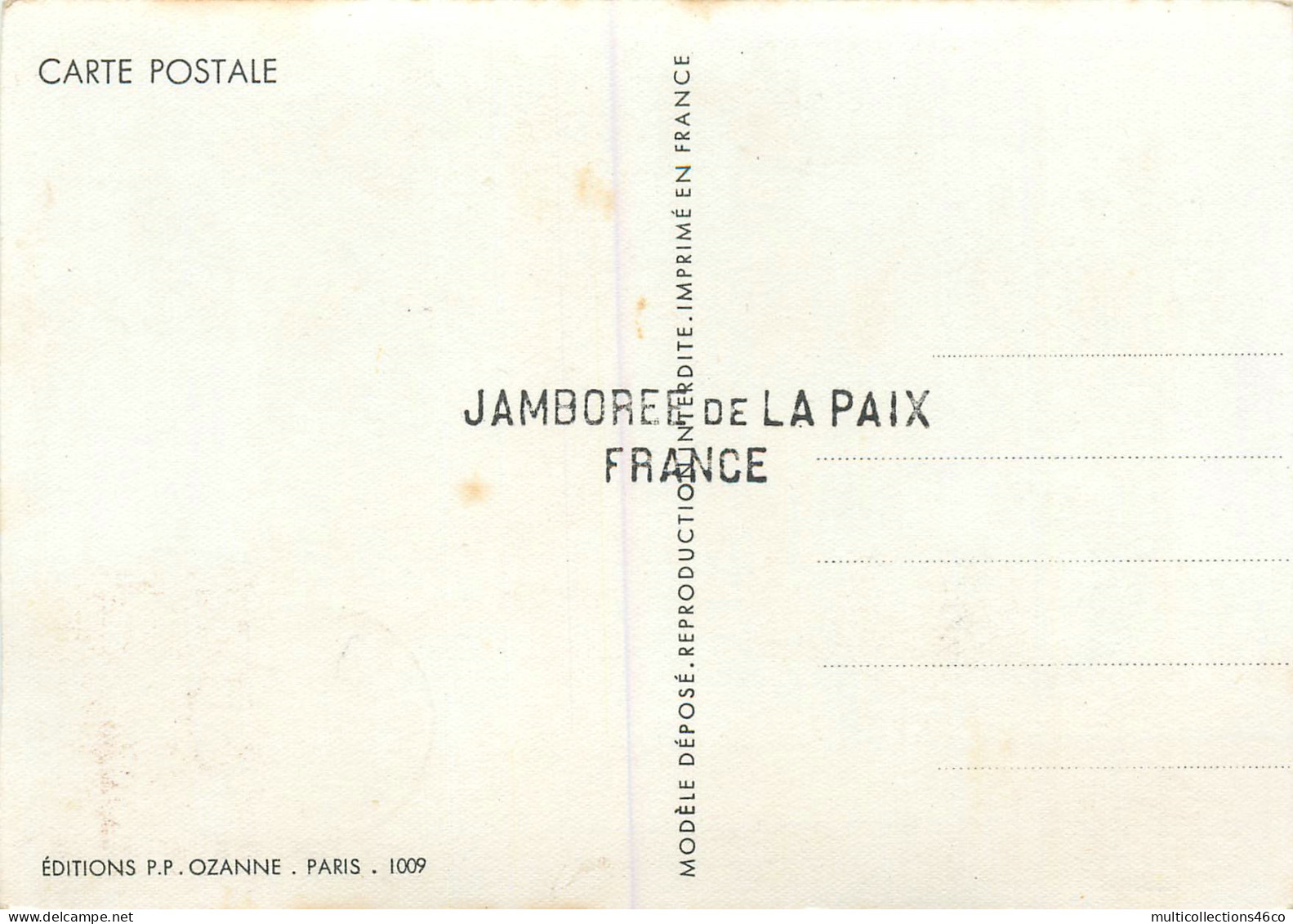 160423 - CPSM SCOUTISME TIMBRE - JAMBOREE DE LA PAIX 1947 5 F Illustration E JOUBERT Kilt Musique Marin édtions OZANNE - Used Stamps