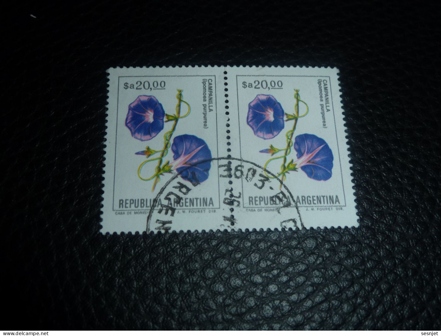 Républica Argentina - Ipomoea Purpurea - Campanilla - 20 $a - Yt 1435 - Multicolore - Double Oblitérés - Année 1984- - Usati