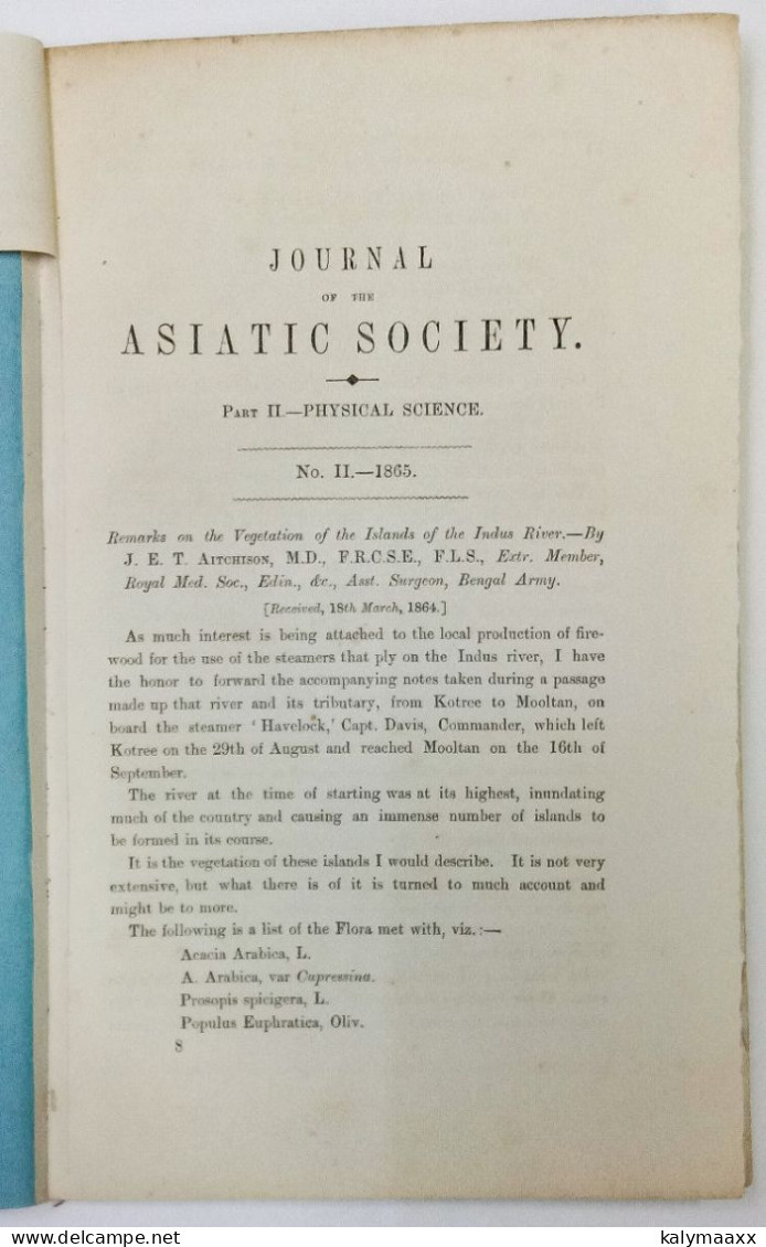 ASIATIC SOCIETY OF BENGAL 1865 JOURNAL PART II No.II, LITHOGRAPHIC MAP OF BUNNOO DIST, PAKISTAN. COMPLETE & ORIGINAL - Geografía